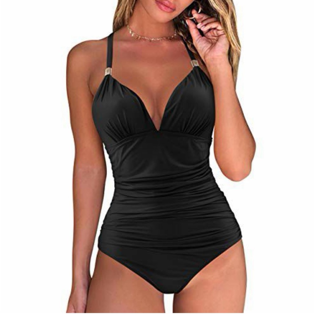 Elegant Black Women's One-Piece Swimsuit